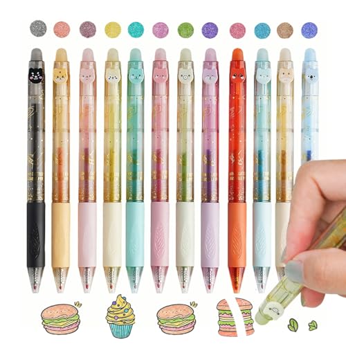 12 bolígrafos de gel borrables multicolor punta fina 0.7mm miniatura 1