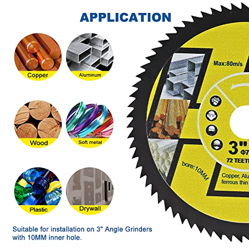 Highdril Hss Circular Saw Blade - 2Pcs 3Inch/75Mm 72T 10Mm Bore Cutting Discs For Wood, Copper, Aluminum, Plastic And Soft Metal #TOP4
