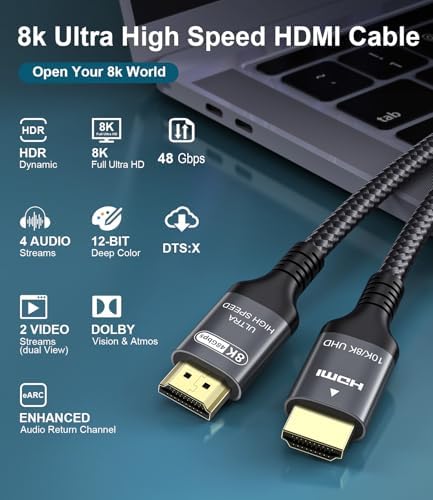 인증된 10K 8K 4K HDMI 2.1 케이블 3m(10피트), 48Gbps 초고속 HDMI® 코드 — 사진 6