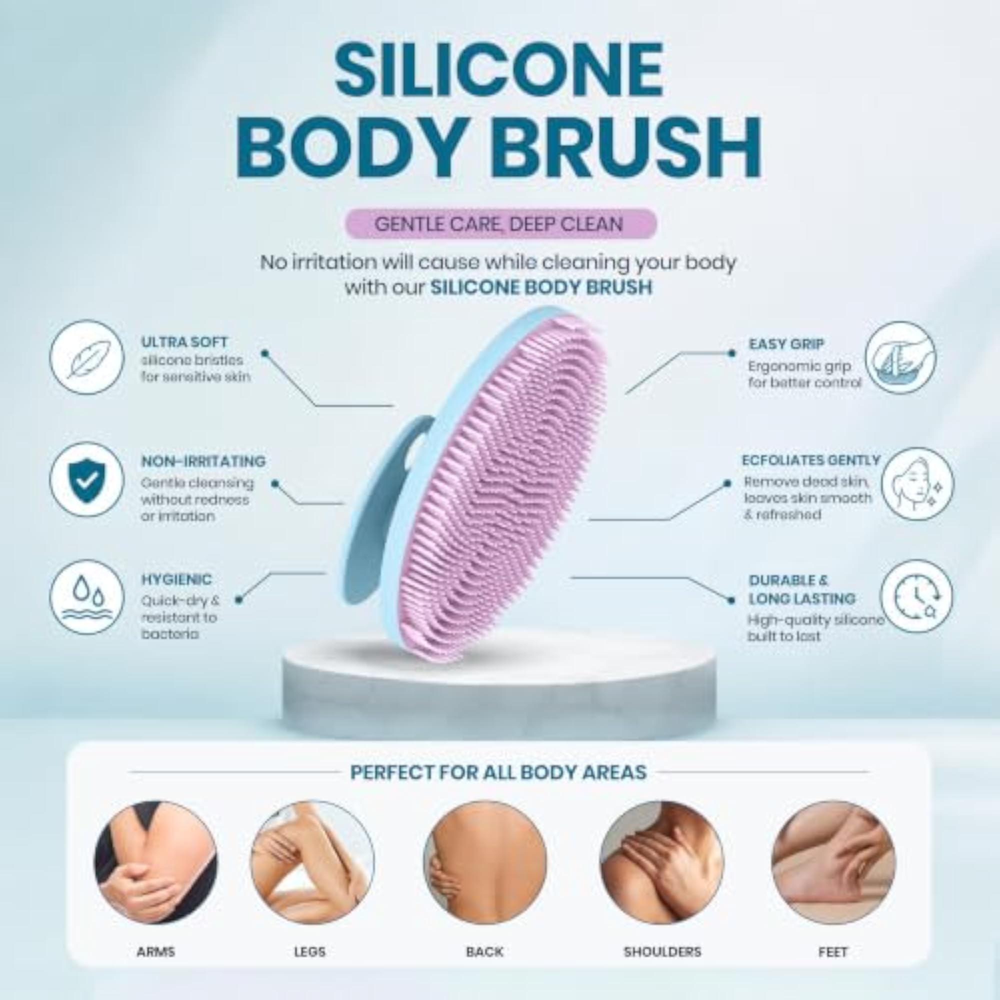 Silicone Ultra Soft Premium Body Scrubber Bath Brush