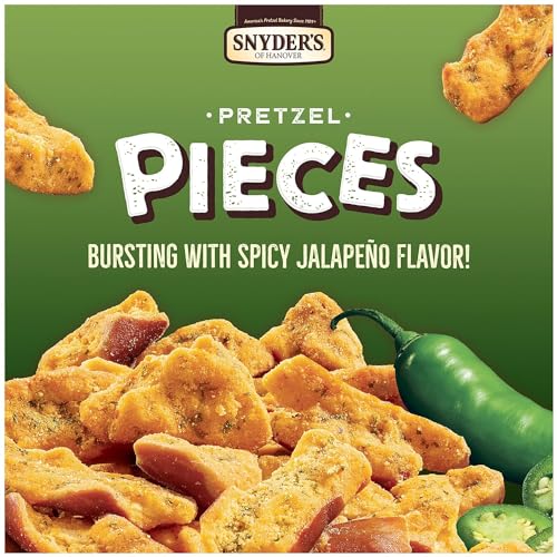 Image of Snyder's of Hanover Pretzel Pieces, Variety 12 Pack bundled by SUPERDEALS 4 Honey Mustard and Onion, 4 Jalapeno, 4 Hot Buffalo Wing Pretzels, 2.25 Oz each bag, total 27 Ounces with mystery gift in every order