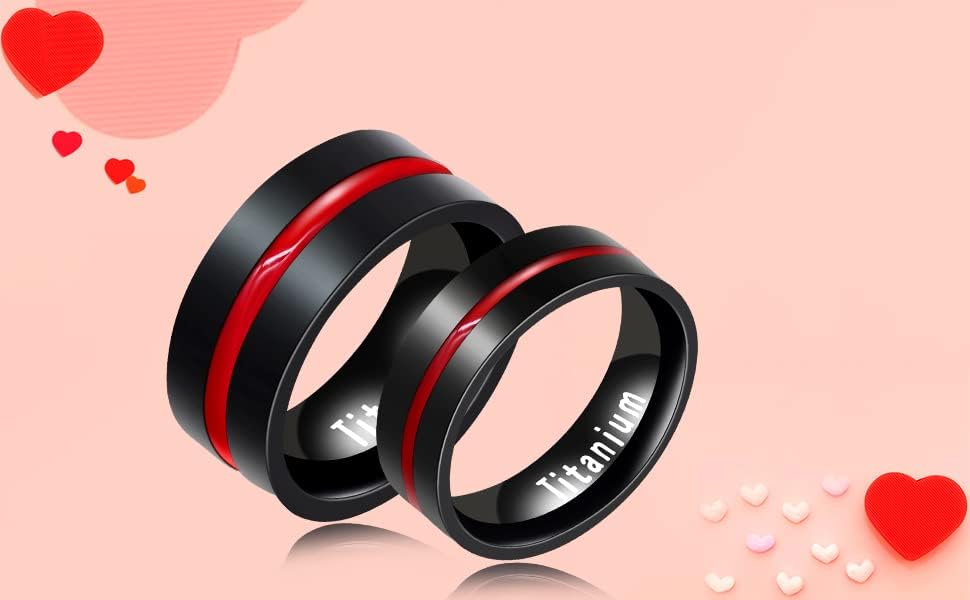 Black Titanium Steel Red Line LGBT Pride Ring for Gay & Lesbian Promise Engagement Wedding Bands Y1599 - Image 9