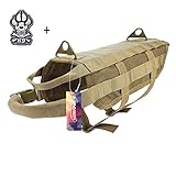 Ultrafun Tactical Dog Molle Vest Military Training Harness with Handle Outdoor Pet Supplies (Tan, M)