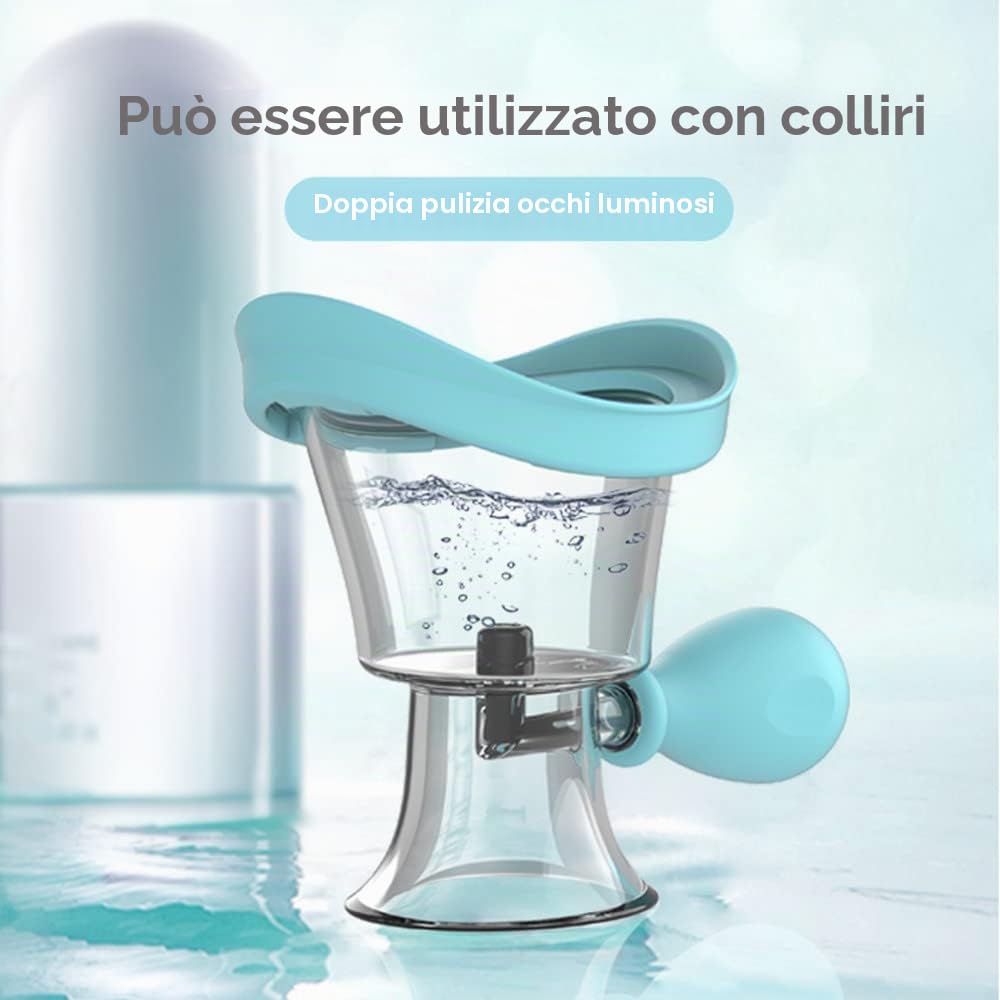 Bicchiere per il lavaggio degli occhi, Kit per il lavaggio degli occhi silicone manuale per la pulizia degli occhi strumento per il lavaggio degli occhi (Blu)