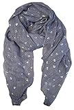 Motiv: kleine Anker (Silber) DS-70 Anker-Streifen Loop oder Schal Rundschal Schlauchschal Halstuch (Blau-Schal)