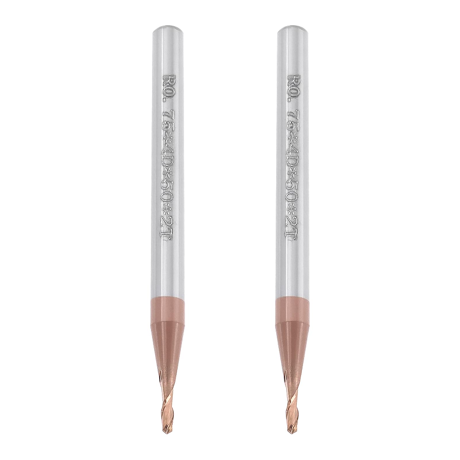 Lot de 2 fraises en carbure de tungstène HRC55 avec revêtement AlTiN pour gravure CNC 1,5 mm