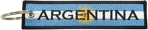 Luso Aviation Llavero de bandera de Argentina, 100% bordado, Azul