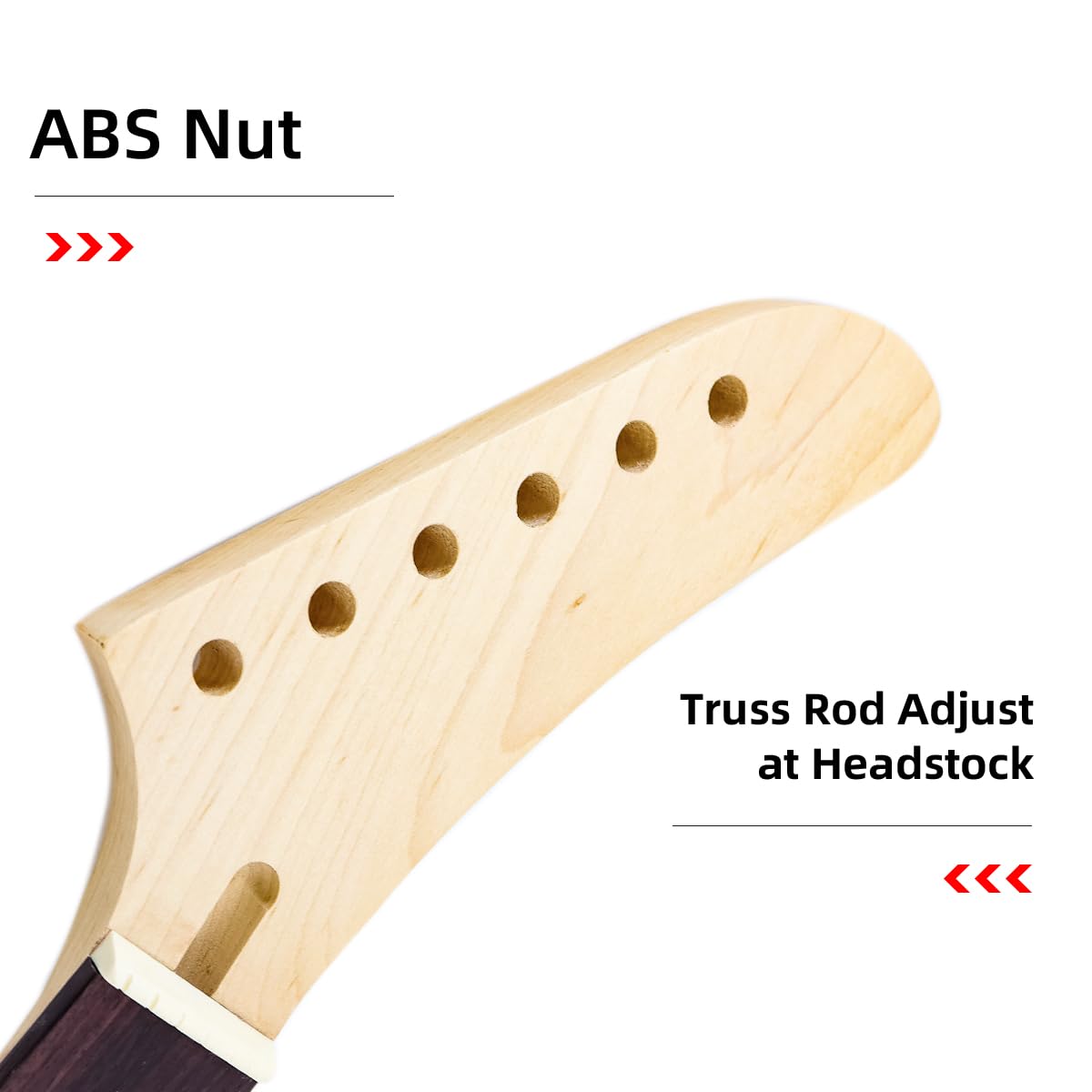 Volledige geschulpte Gitaar Hals Vervanging 22 Fret 25.5 inch Esdoorn Palissander toets geel glans Grote hoofd