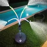 Patio Mister For Outside - LED light Music Sync Color Changing Strip Lights w/Remote App Control RGB Strip, 4 Nozzles, Adjustable Riser Tube (Up To 47in), 26.2Ft Waterline Stand Misting Cooling System