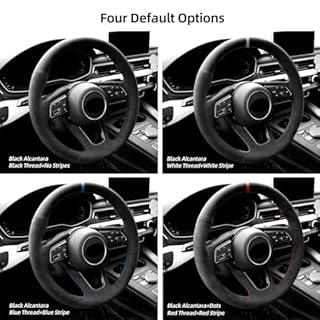 WQKRBMGU Hand Stitch Alcantara Steering Wheel Cover for Audi A3 A4 A5 S4 Q2 Q3 RS5 S5 Premium: Black, 37 cm, Microfiber