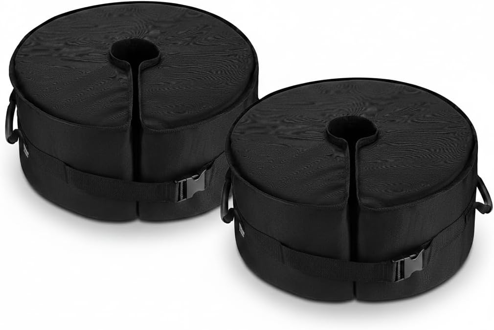 Rhino BaseMate 18" Round Umbrella Base Weight with Side-Slot Opening – Fits Offset, Cantilever & Outdoor Patio Umbrellas – Easy Setup – Black