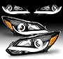 AmeriLite Black Projector Headlights Plank-Bar for Ford Focus - Passenger and Driver Side