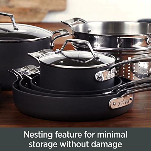 All-Clad Essentials Nonstick Hard Anodized Cookware Set, 10-Piece, Black