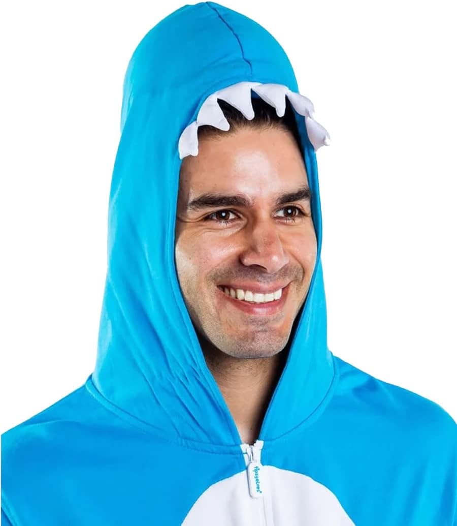 Tipsy Elves Men's Halloween Blue Shark Costume - Funny Halloween Whale Jumpsuit for Adults - Image 4