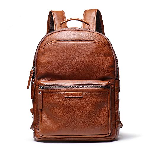 Vintage Leather Backpack, Cowhide Travel Bag, Brown