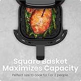 CHEFMAN 2 Qt Mini Air Fryer – Digital Space-Saving Compact Air Fryer with Nonstick and Dishwasher Safe Basket, Quick & Easy Meals in Minutes, Features Digital Timer and Shake Reminder – Black