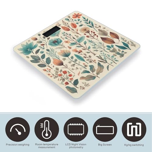 Báscula Digital de Baño con Diseño de Flores y Hojas miniatura 3