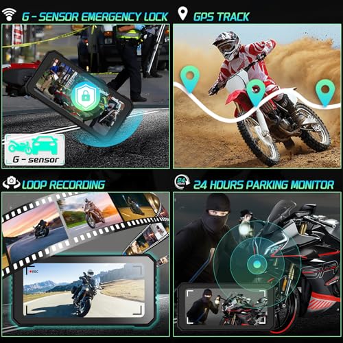 Image of Motorcycle Carplay Support Wireless CarPlay & Android Auto, 6.25'' Waterproof Touchscreen, Motorcycle Dash Cam Front and Rear with TPMS, GPS, WiFi, Loop Recording (Basic - Without BSD Function)