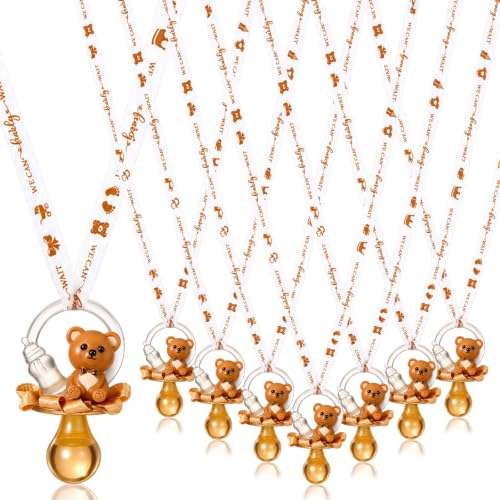 Coume 72 Pcs Baby Shower Pacifiers Necklace Game, White, Brown, Elegant