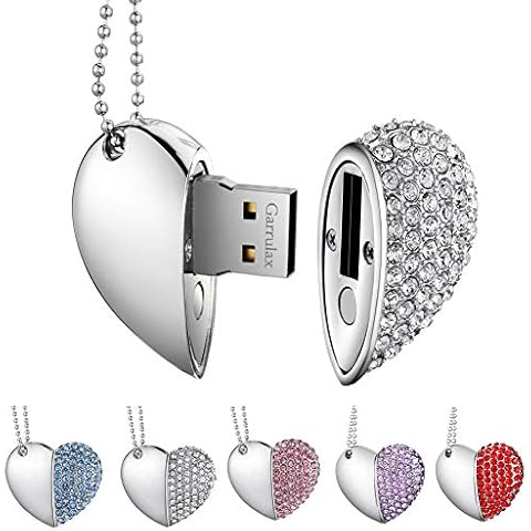 Garrulax USB Flash Drives, Premium Heart Diamond High Speed USB 2.0 Flash Data Storage Drive Memory Pen Stick Flash Disk Pendrive Cover