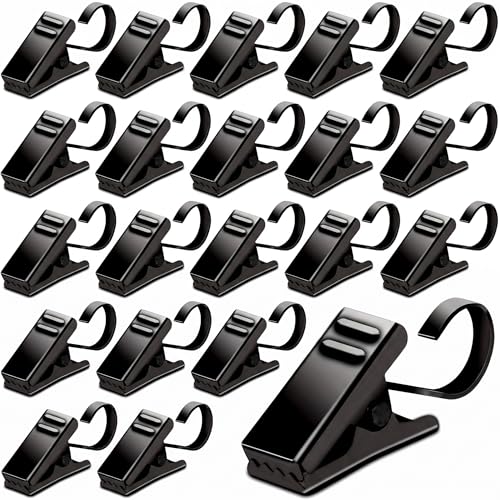 BIHRTC Pack of 25 Black Curtain Clips String Light Hangers Small Metal Wire Holder for Hanging Camper Awning Light Christmas Decor Shower Home Decoration Indoor and Outdoor Photos Arts Crafts Display