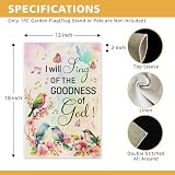 JMYROG I Will Sing of the Goodness of God Garden Flag, Double Sided Yard Outdoor Farmhouse Lawn Porch Decor Flag, Bible Verse Decor, Christian Home Decor Gifts for Women Coworker Friend Family