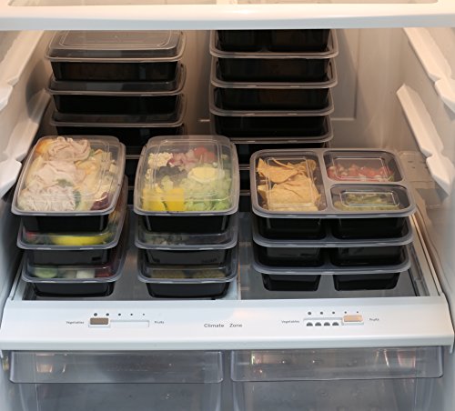 10 Pack - Simplehouseware 3 Compartment Food Grade Meal Prep Storage Container Boxes (36 Ounces) #TOP3