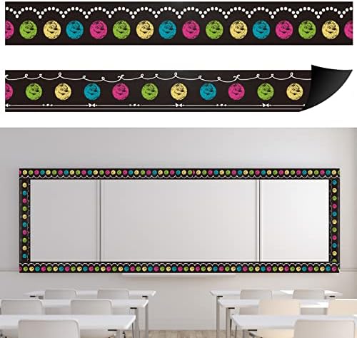 12Pieces Magnetic Chalkboard Classroom Bulletin Board Border Classroom Magnetic Border for Teachers Classroom Border Strips Classroom Decorations for Office Chalkboard Bulletin Board White Board Decor