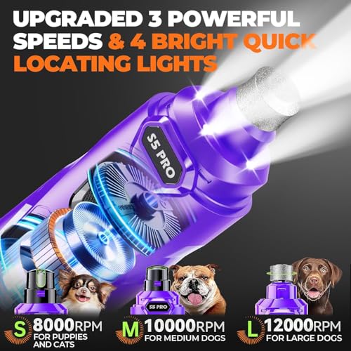 Molinillo de uñas para perros recargable con cortador de garras LED 3