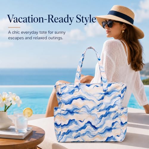 Image of LEDAOU Beach Bag Waterproof Sandproof Women Beach Tote Pool Bag with Zipper for Swim Gym Grocery Travel with Wet Pocket | Sandproof