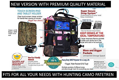 Miniatura 2 de Organizador de asiento trasero de automóvil de camuflaje de caza y alfombrillas para iPadtablet (24 x 19 pulgadas), bolsas de almacenamiento de