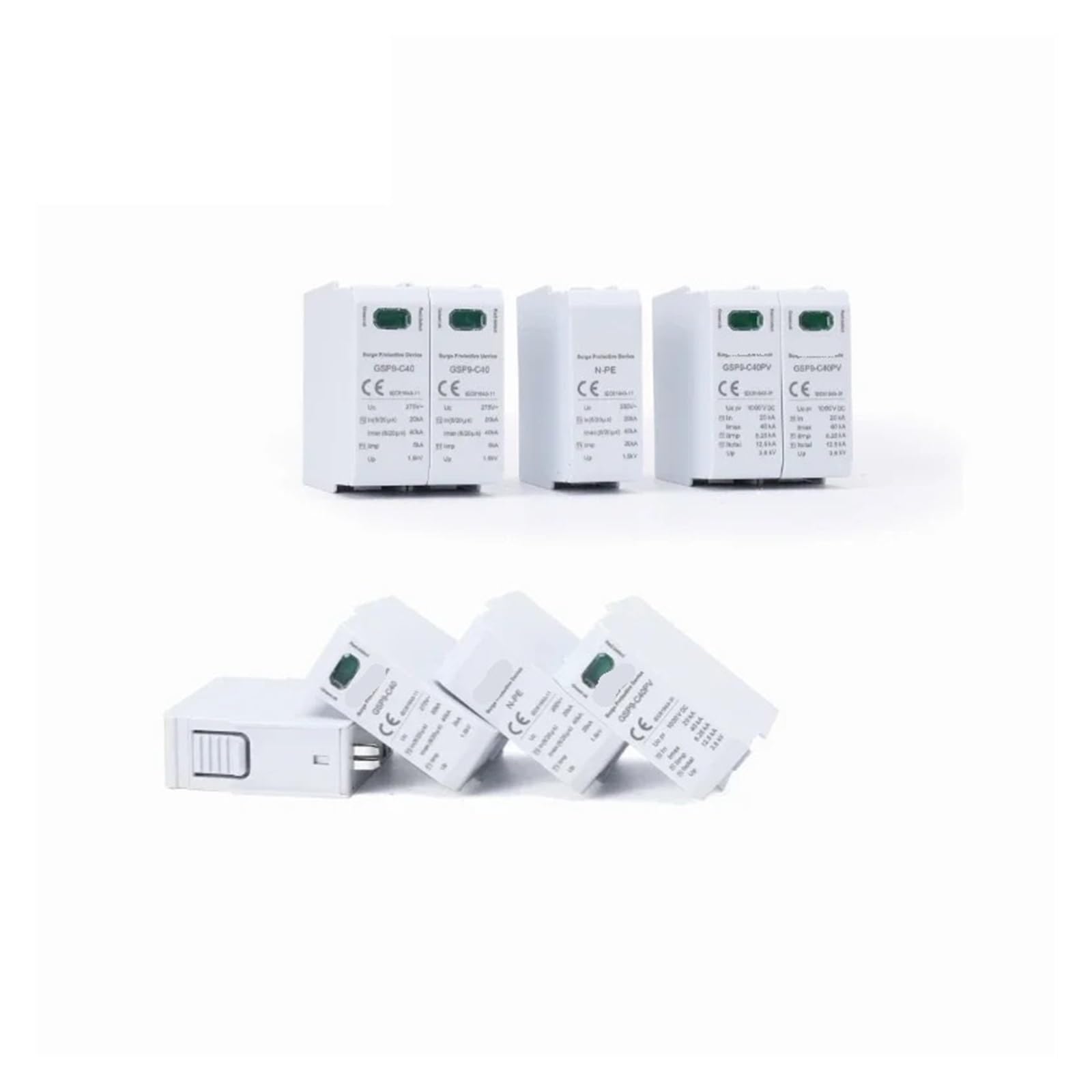 Protector contra sobretensiones y pararrayos Protector contra sobretensiones GSP9 de repuesto for puente SPD de CA CC de 275 V, 385 V, 400 V, 440 V, 600 V, 1000 V y 1500 V(12.5KA-275VAC(1P-4P))