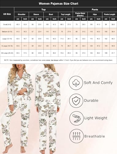 Image of Pjmlifecoco Pajamas Set Long Sleeve Womens Button Down Sleepwear Two Piece Nightwear Soft Pj Lounge Sets S-XXL