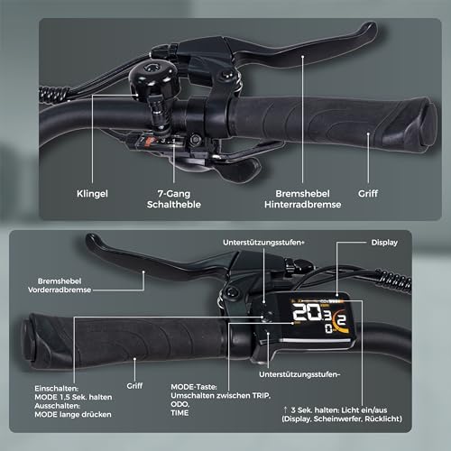 SAXXX E Bike Damen 28 Zoll Tiefeinsteiger mit 36V 13Ah Akku, Elektro Fahrrad Erwachsene mit Scheibenbremse, 7 Gang Kettenschaltung Pedelec mit Federgabel, Gepäckträger für Damen/Frauen Herren/Männer – Bild 3