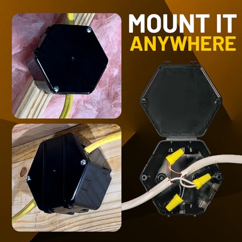 Rack-A-Tiers JB400 Open Splice Junction Box (Single) (Ul Listed), One-Piece Junction Box Splice Box. Repair Open Splices, 5 Second Installation, Electrical Junction Box thumb #3