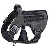 Clawsable Dog Vest Harness, Tactical Dog Harness No-Pull Service Dog Adjustable Vest Harness, Hook and Loop Panel for ID Patch, Working Dog Vest with Handle for Training Hunting Walking (Black, L)