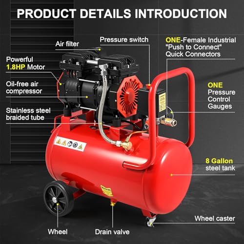 CIRONBOW 8 Gallon Ultra Quiet Compressor