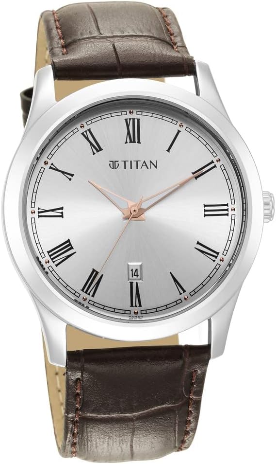 Titan Men Analog Quartz Watch with Leather Strap 1823SL02