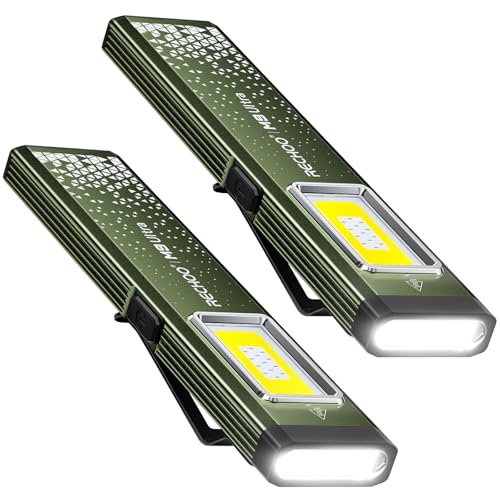 Image of RECHOO Flat EDC Flashlight Rechargeable, 8-Mode Slim Pocket Flashlight with Magnetic Base & Clip, Lightweight Mini Rechargeable Flashlights for Everyday Carry, Working, Camping, Car Repair & Emergency