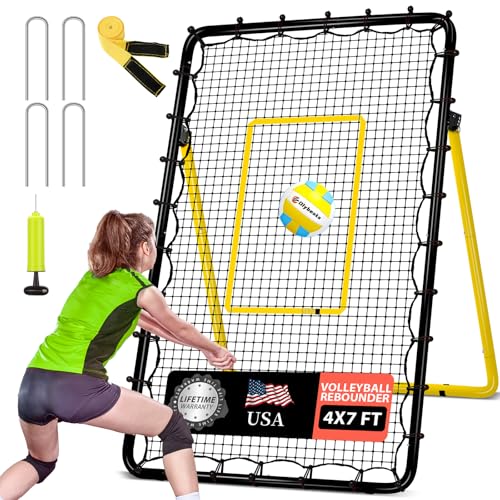 Adjustable Volleyball Rebounder Net 7x4 ft PU Volleyball