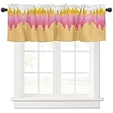 Melting Ice Cream Cones Window Valance for Living Room Bedroom Colorful Sprinkles Print Window Curtain for Dining Room Ice Cream Cone Geometric Modern Aesthetic Rod Pocket Valance Window Treatments