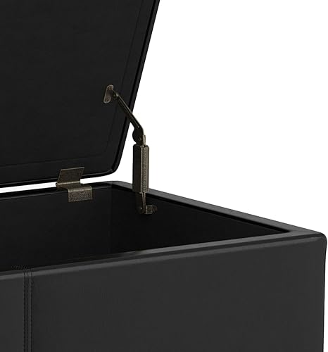 Miniatura 378 de Otomana rectangular de almacenamiento de cuero sintético Simpli Home Avalon., Cuero, Marrón Azul,Marrón Chocolate,Cloud gris,Gris oscuro,Azul