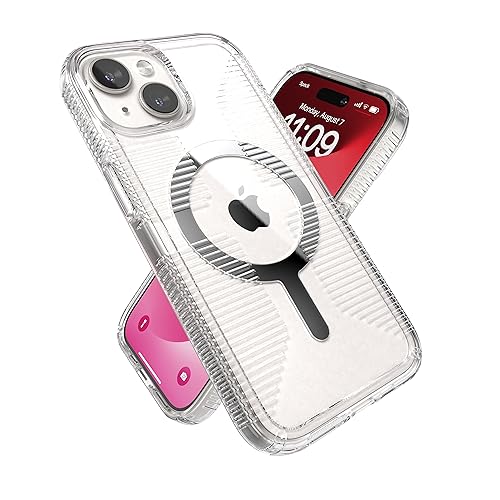 Speck Clear iPhone 15 Case - Slim, Built for MagSafe, Drop Protection Grip - for iPhone 15, iPhone 14 & iPhone 13 - Scratch Resistant, Anti-Yellowing, 6.1 Inch Phone Case - GemShell Grip Clear by Speck - Used condition - US$13.00