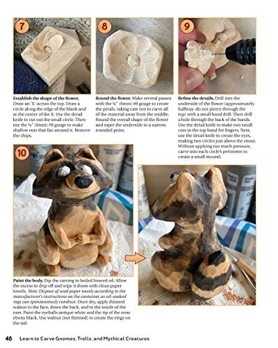 Learn to Carve Gnomes, Trolls, and Mythical Creatures: 15 Simple Step-by-Step Projects (Fox Chapel Publishing) Woodcarving Plans & Instructions for a Unicorn, Wizard, Dragon, Elf, Toad, Owl, and More - Image 6