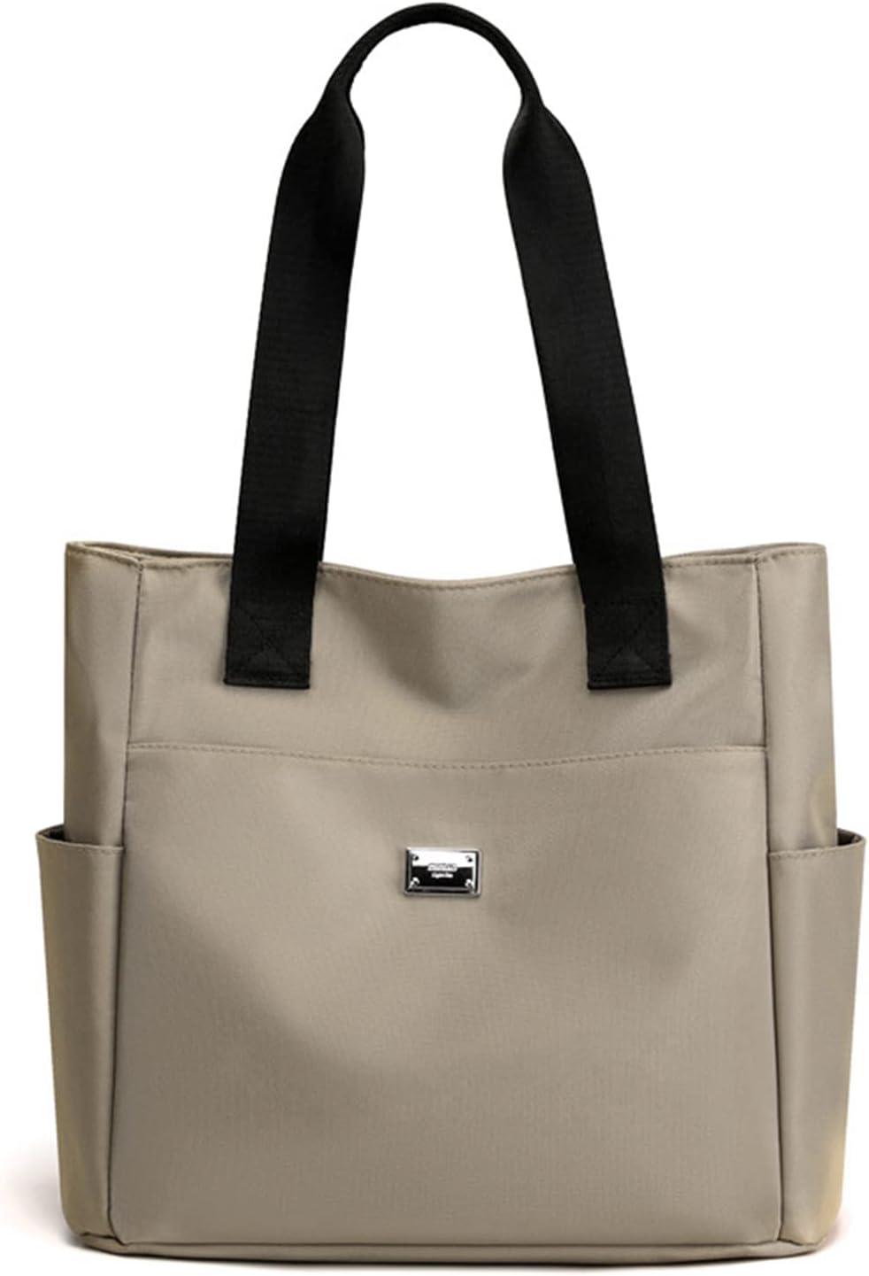 Lightweight Waterproof Nylon Shoulder Bag, Women's Large Capacity Top Handle Handbags, Nylon Tote Bag for Gym, Work, School (Beige)