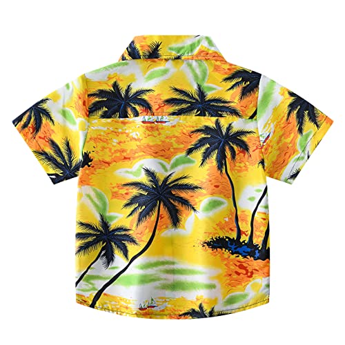 Kids Hawaiian Shirt for Boys Button Down Shirt Short Sleeve Cute Tropical Aloha Beach Shirt Top Holiday Summer Outfit3
