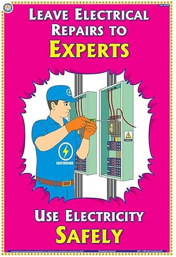 SES02E | TeachingNest | Leave Repairs to experts | English | 33x48 cm | Electrical Safety Poster | Industrial Safety Poste...