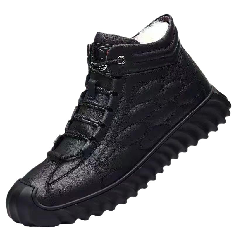 Mens Comfort Boots - Fashionably Trendy, Slip-Resistant, Lace-Up, Vintage-Inspired Design - Ideal for Outdoor Activities and Daily Wear, Ankle-High, Solid Color