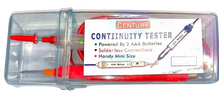 Continuity Tester with Light Indicator Power by 2AAA Battery, Solder less connections, Handy mini size for Checking All Wire and Power Cables, 1 meter cable, Changeable Battery, Red (pack of 1.) (B0D3LYM4YN) Amazon Price History, Amazon Price Tracker