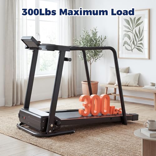 Image of Treadmill for Senior At Home with Handrails Safety Clip, 300LBS Capacity | Senior Treamill with APP Control, 0.5-6MPH, Cushioned 41 in x 14 in Belt for Joint Protection Rehab, 2.5HP, Emergency Stop